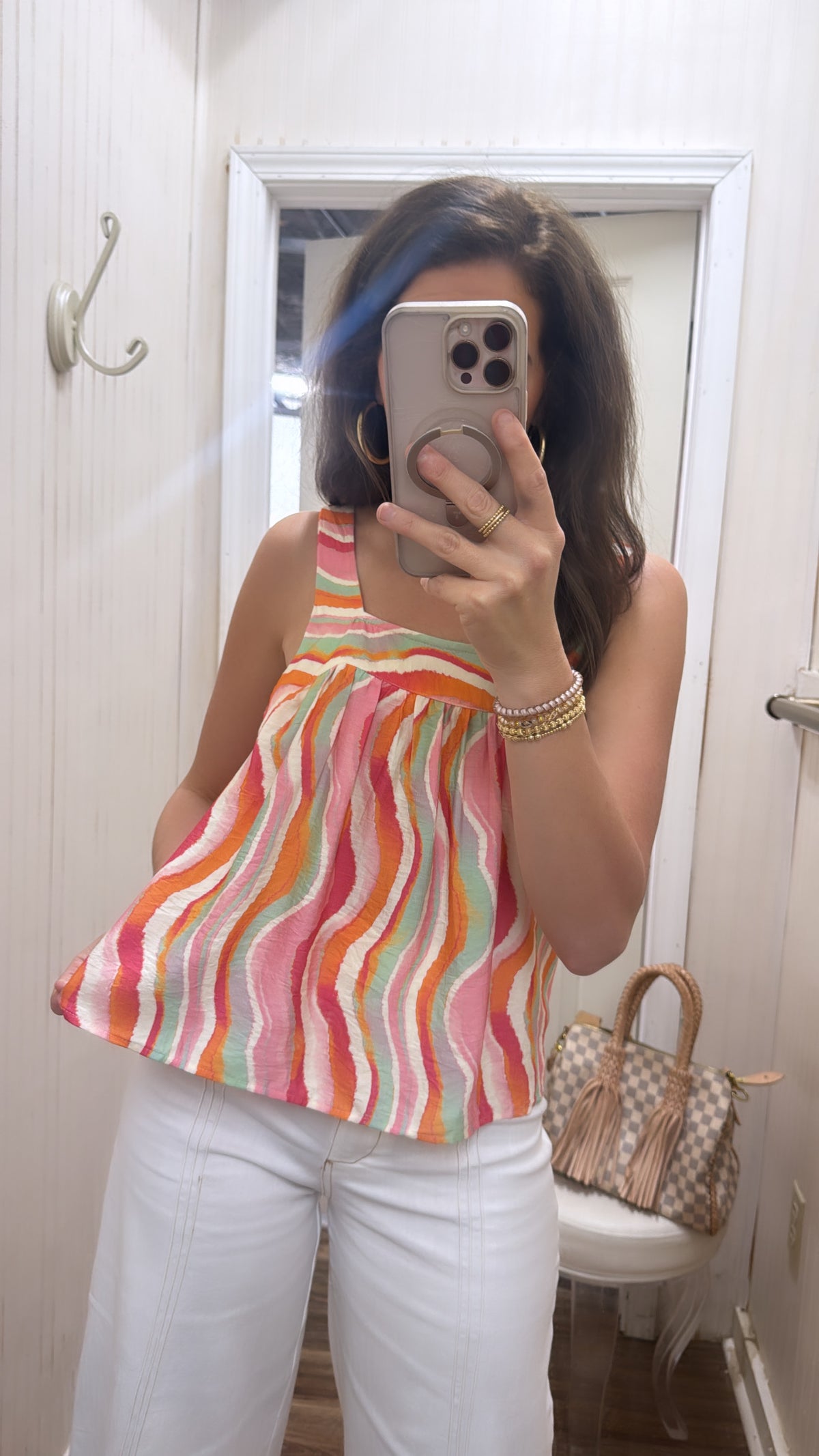 WAVY STRIPE SQUARE NECK TANK