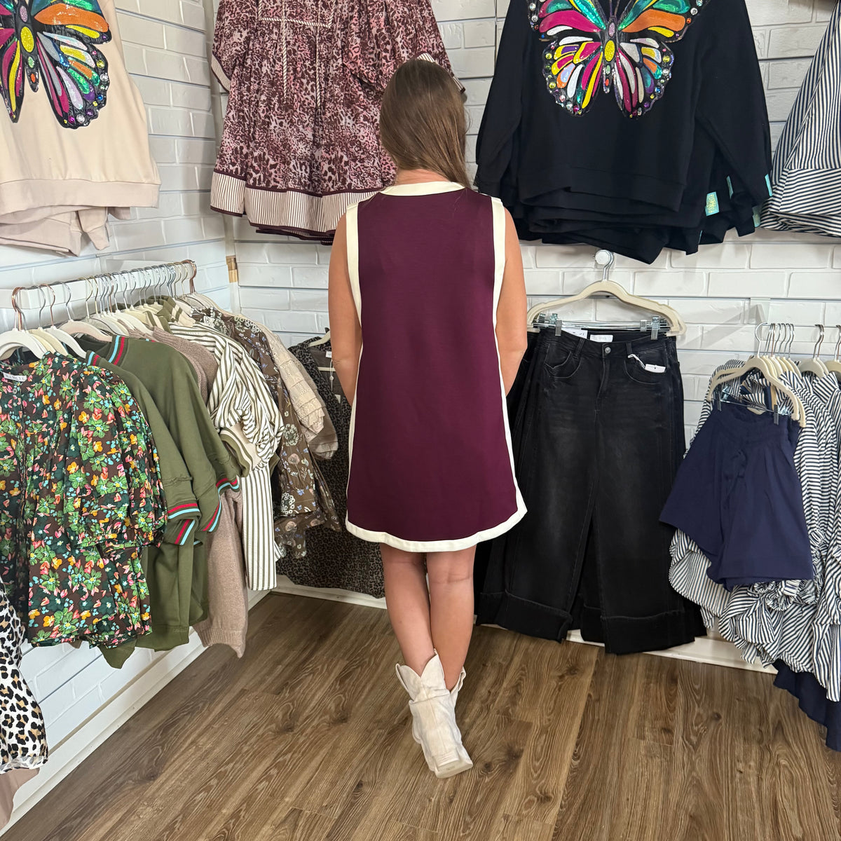 MAROON VARSITY INSPIRED DRESS