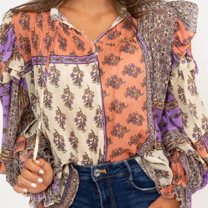 PURPLE FLORAL BOHO TOP