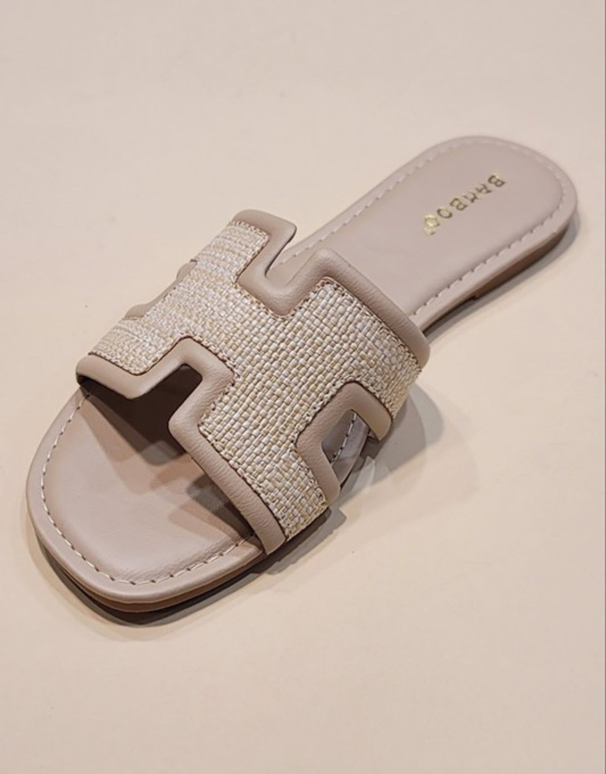 NATURAL WOVEN SLIDES