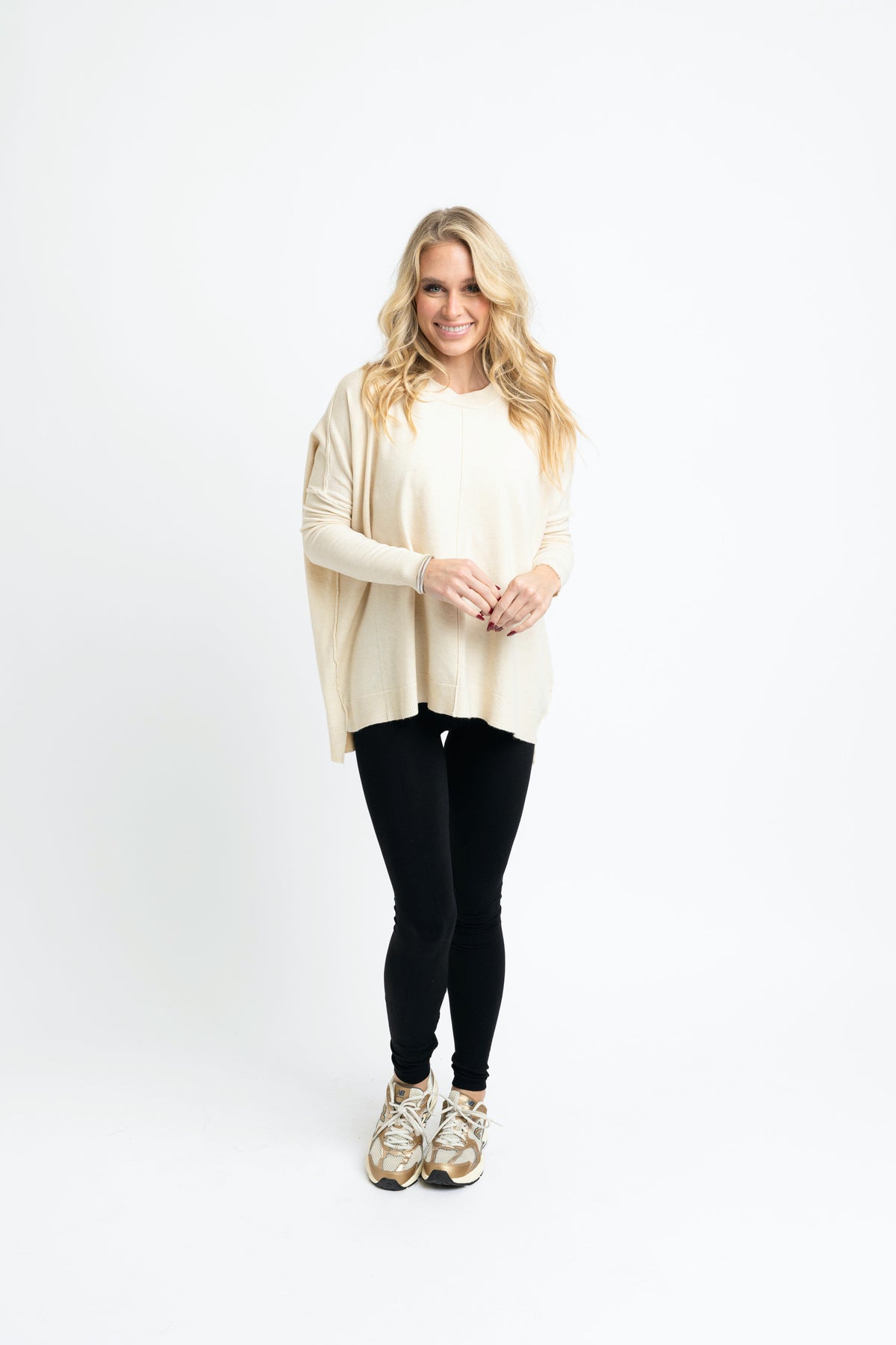OATMEAL NOVELTY CASHMERE BLEND SWEATER