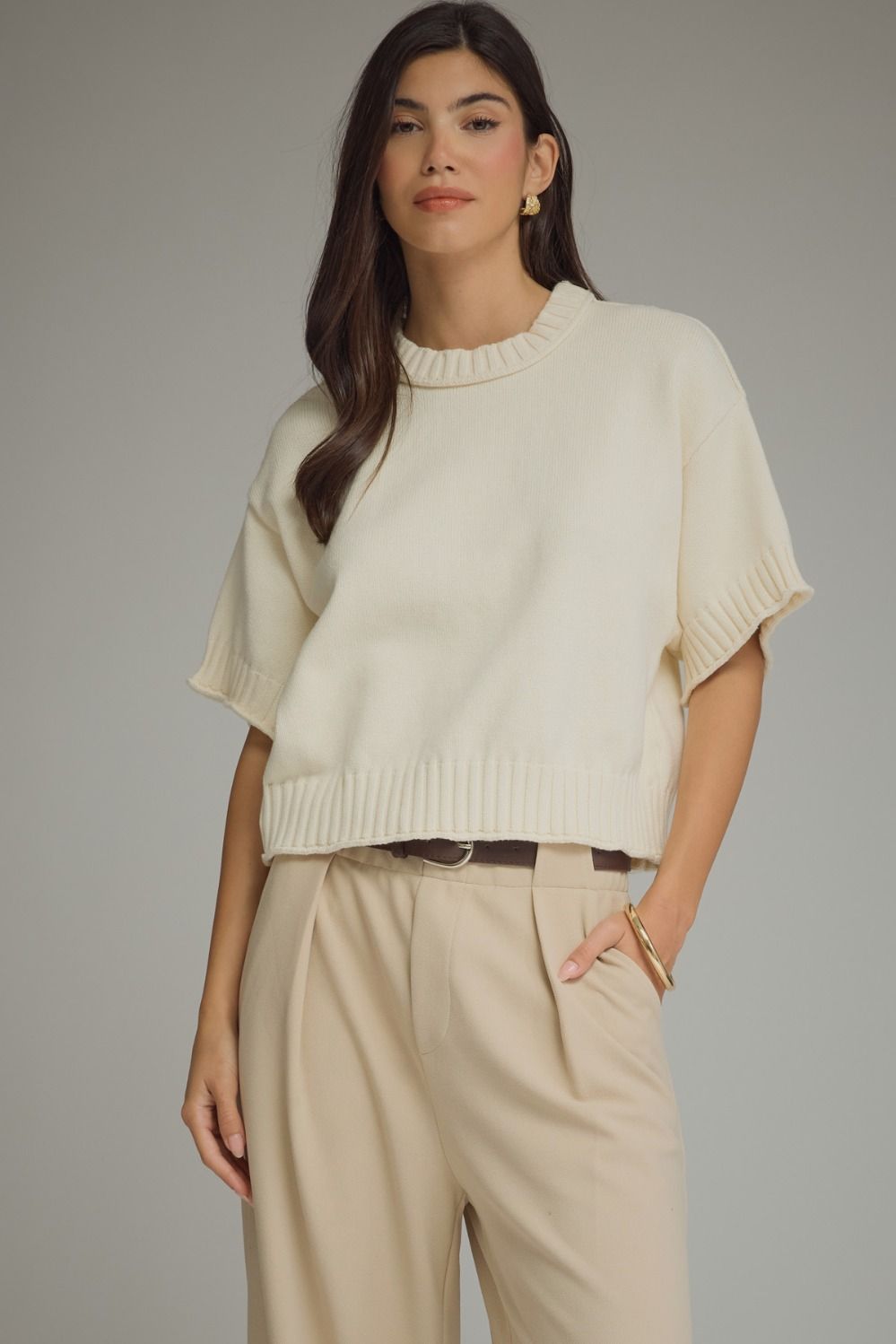 SUNDAY STROLL ECRU SWEATER TOP