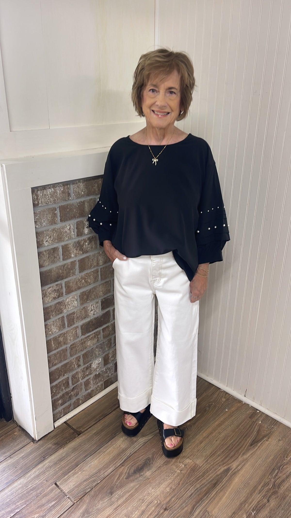BLACK PEARL HALF SLV TOP