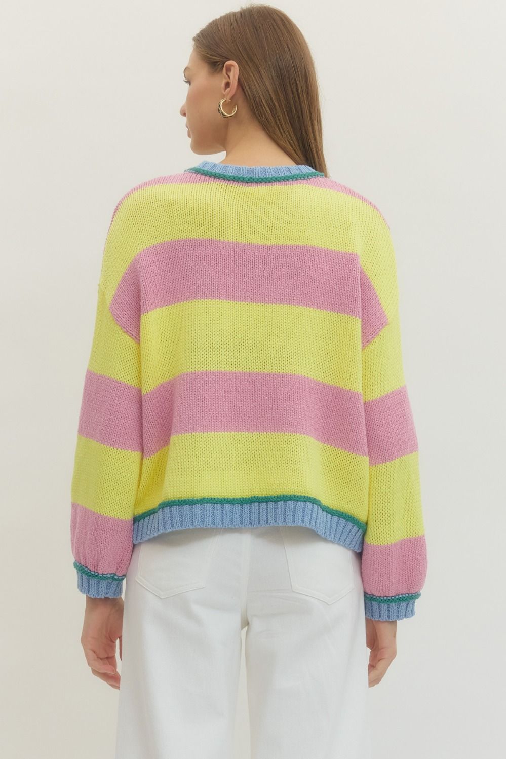 PINK & YELLOW STRIPE SWEATER