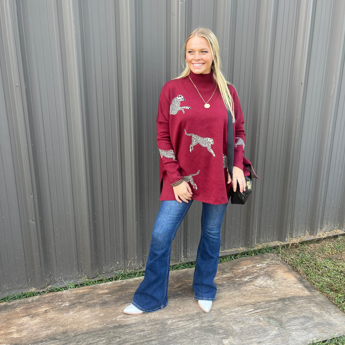 BURGUNDY CHEETAH SWEATER