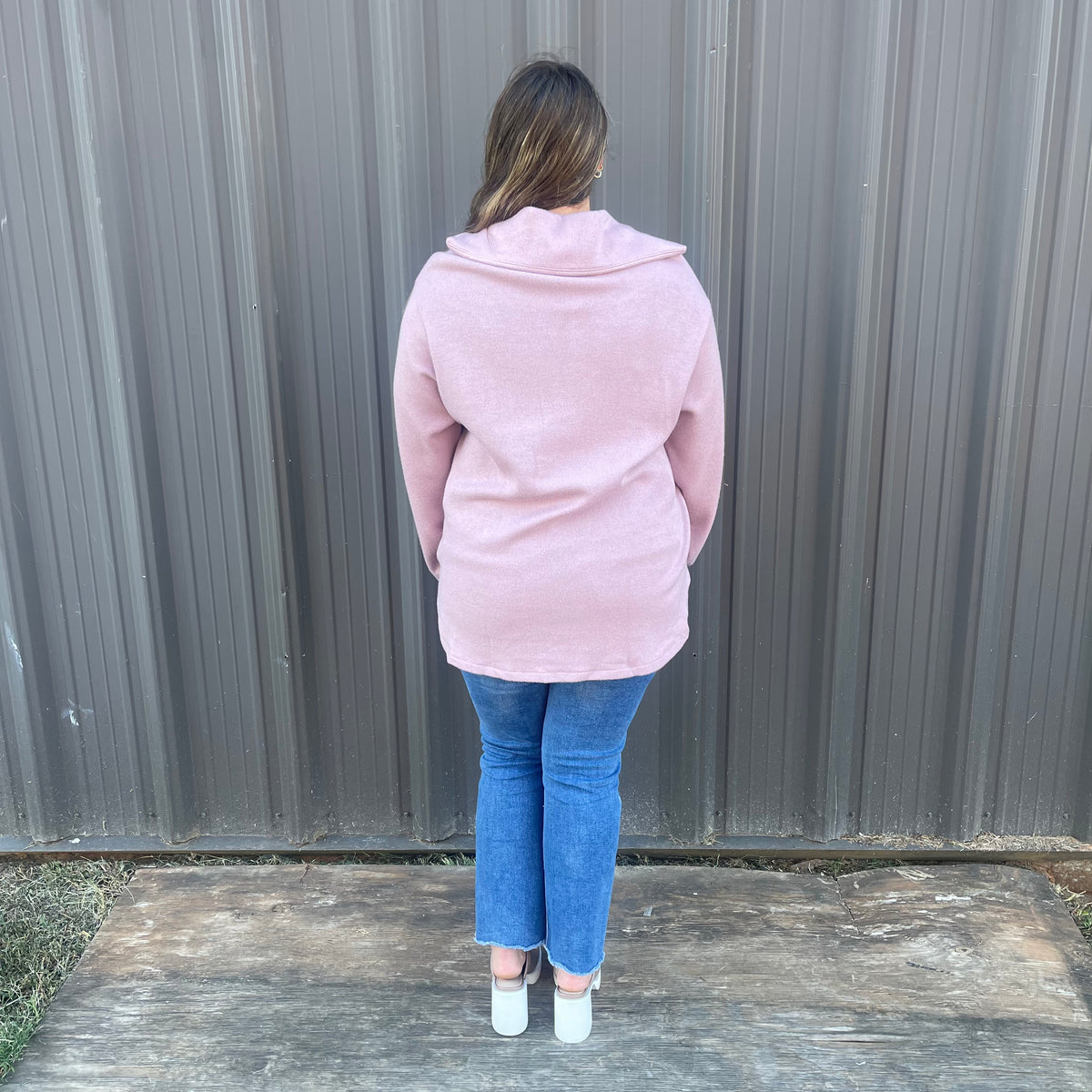 PINK FLEECE COLLAR TOP