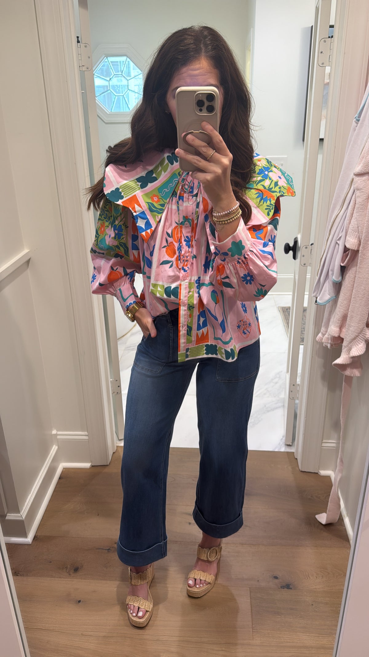 PINK FLORAL FRAME TOP