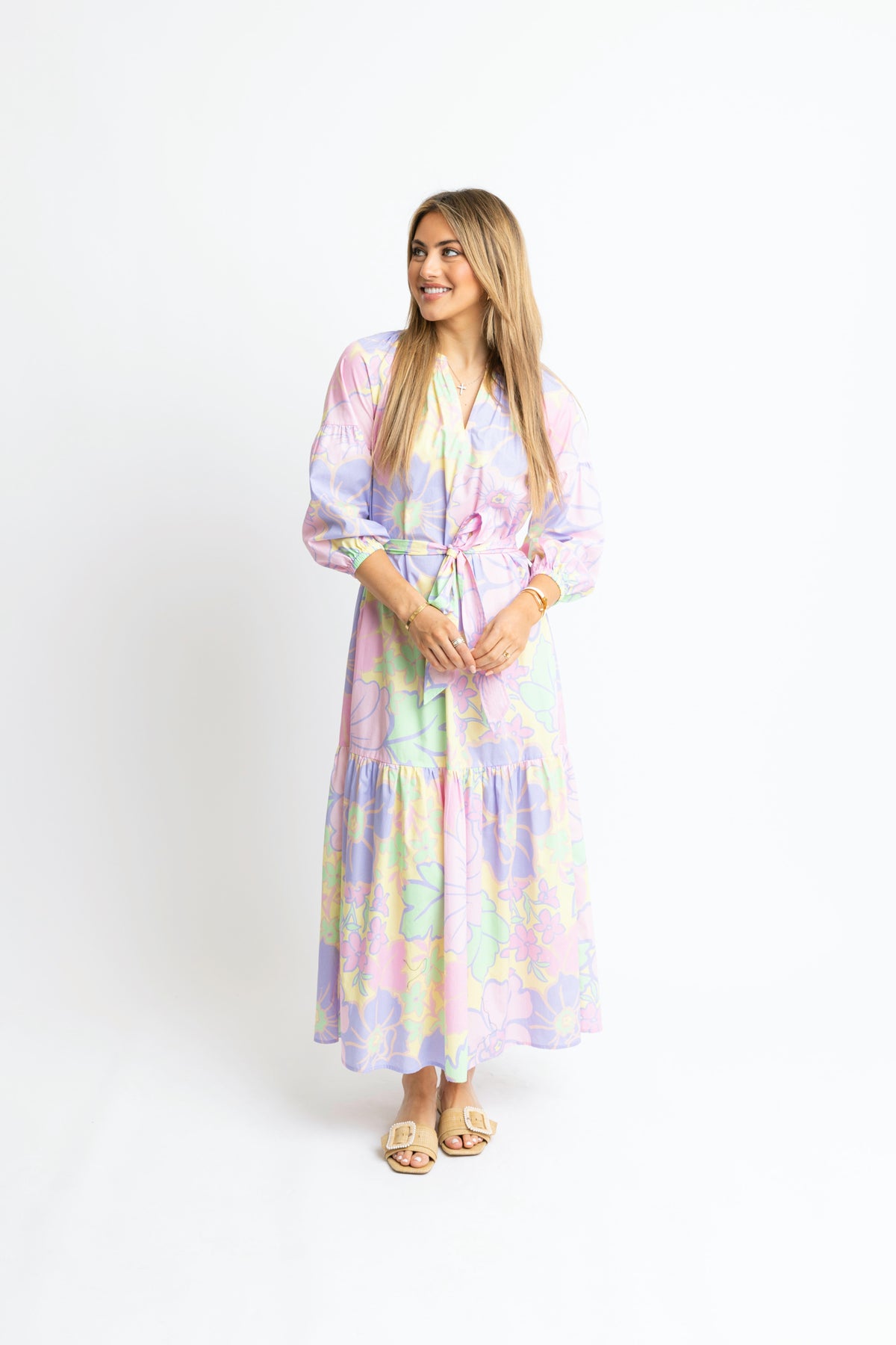 LAVENDER PASTEL FLORAL MAXI DRESS