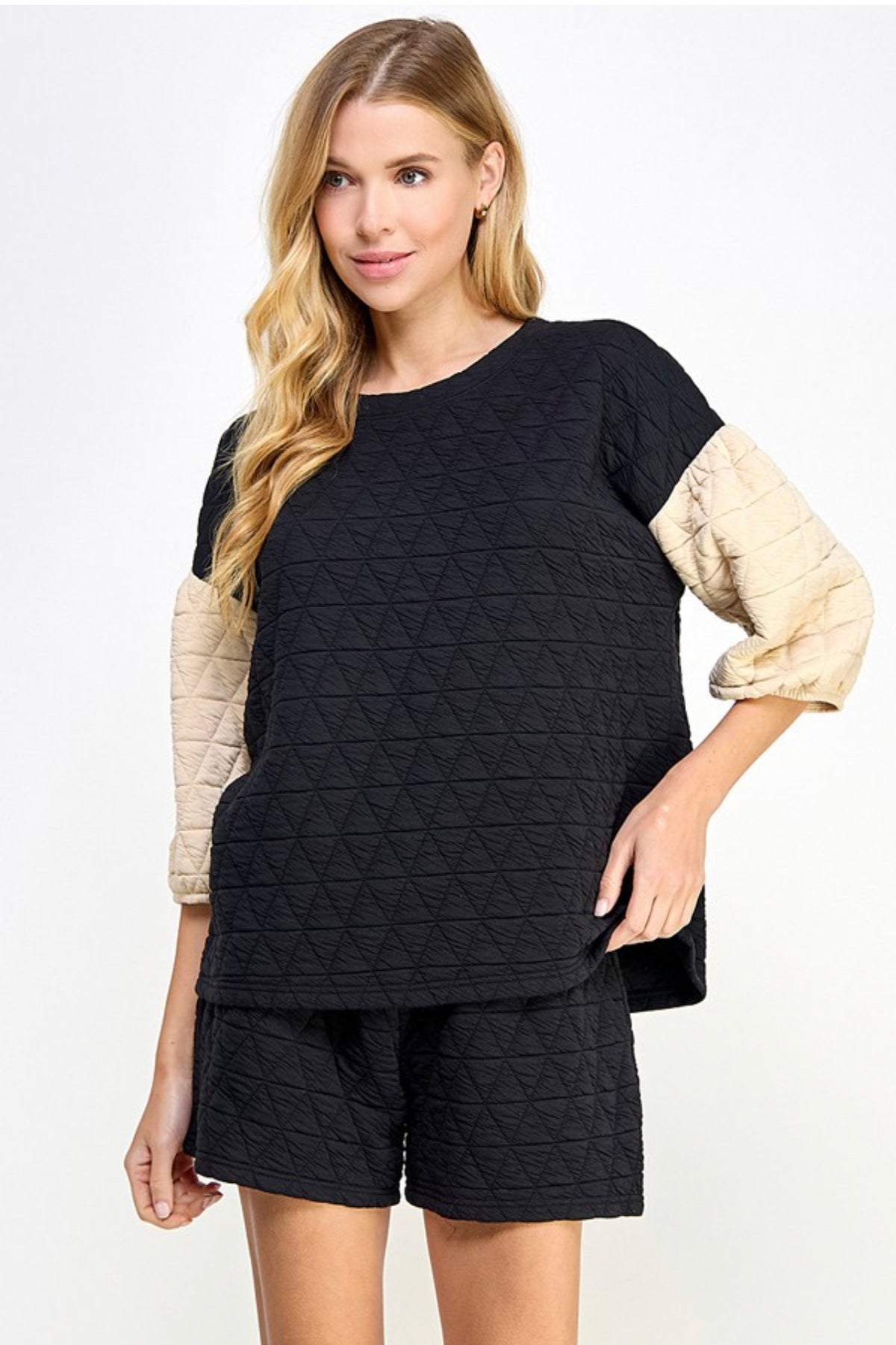 QUILTED COLOR-BLOCK TOP