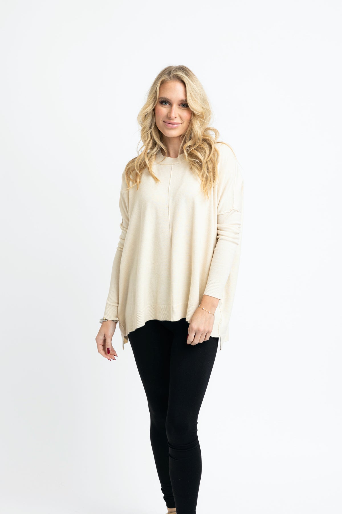 OATMEAL NOVELTY CASHMERE BLEND SWEATER