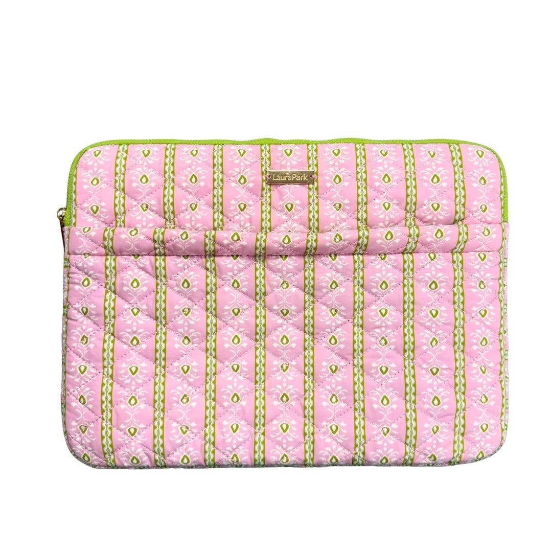 Rosemary Stripe Pink Quilted Laptop Case