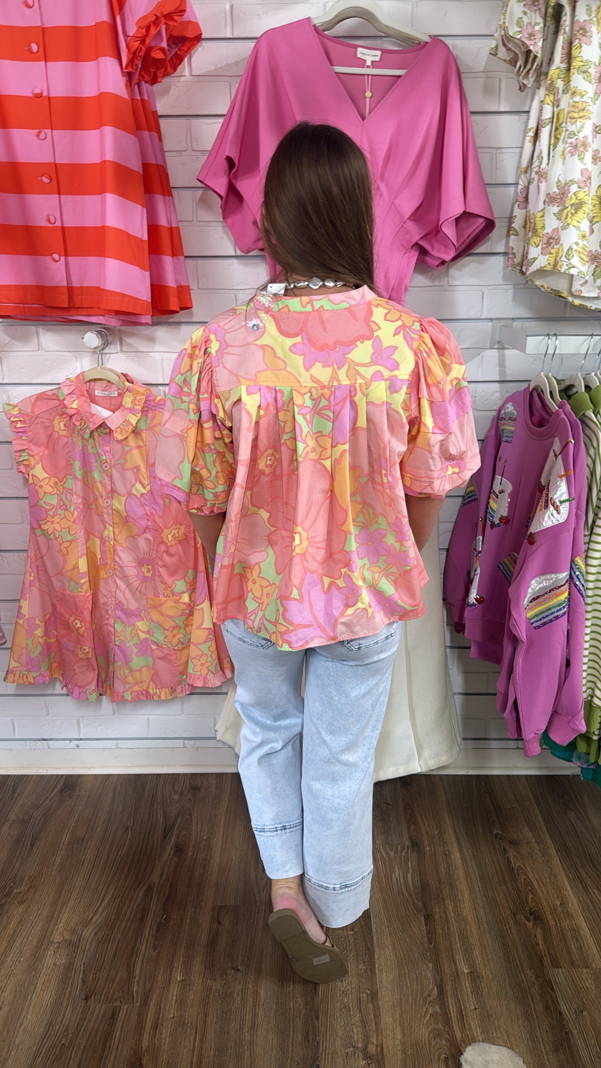 BIG FLORAL PLEAT TOP