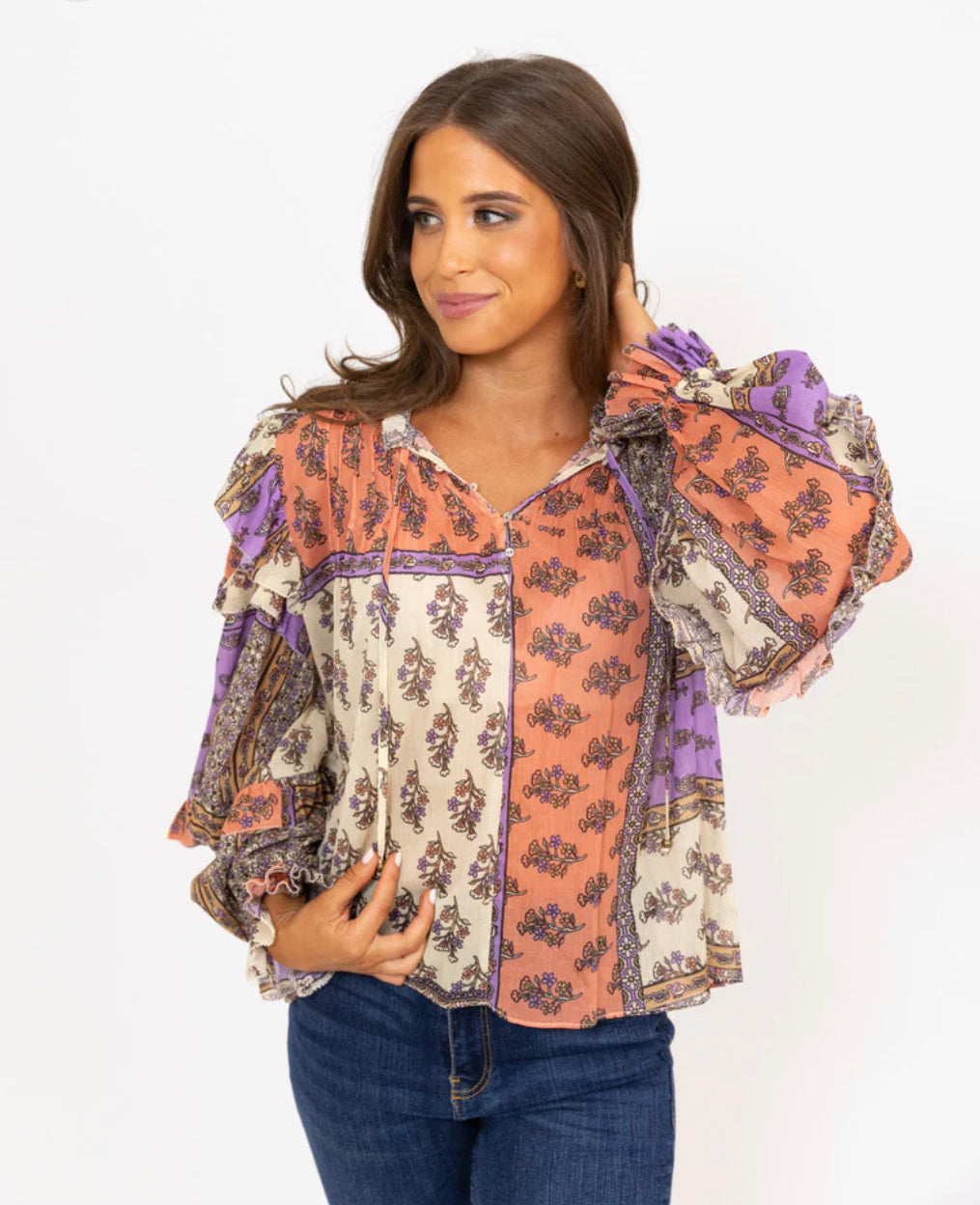 PURPLE FLORAL BOHO TOP