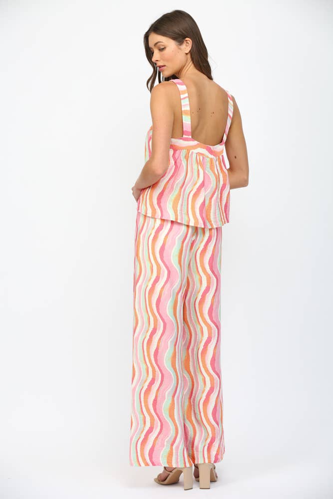 WAVY STRIPE SQUARE NECK TANK