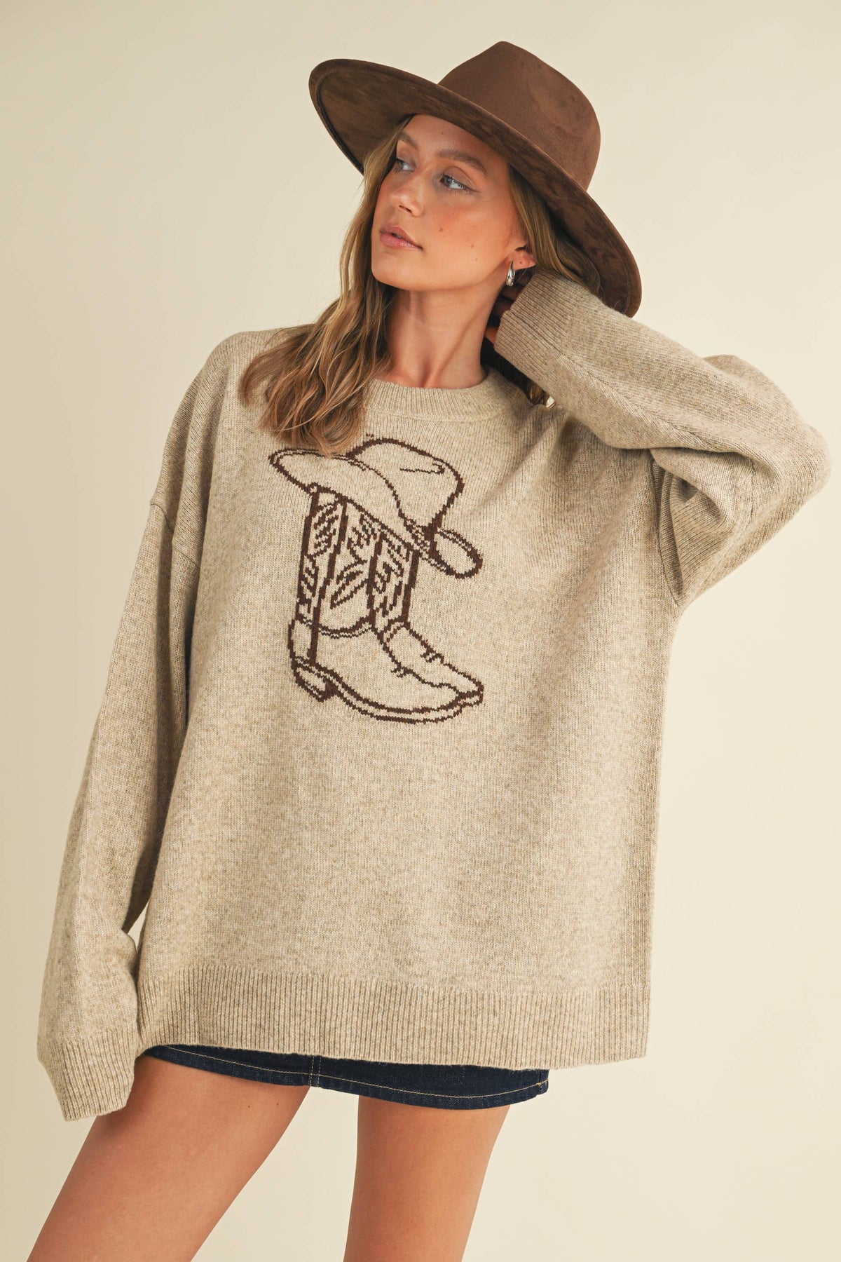 WESTERN COWBOY BOOT & HAT SWEATER