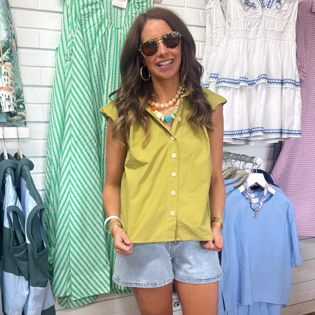 CITRINE BUBBLE POPLIN TOP