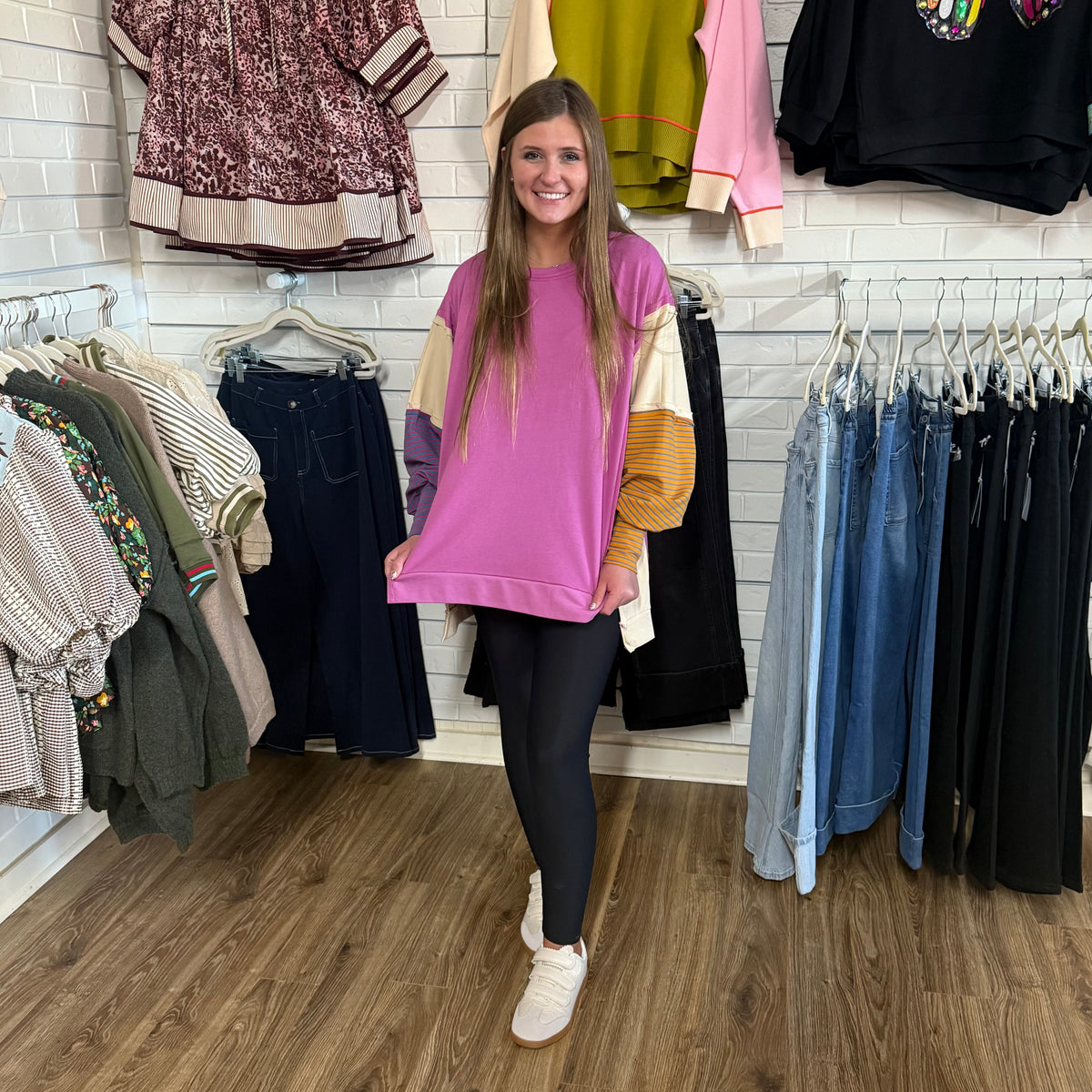 ORCHID STRIPE COLOR BLOCK SWEATSHIRT