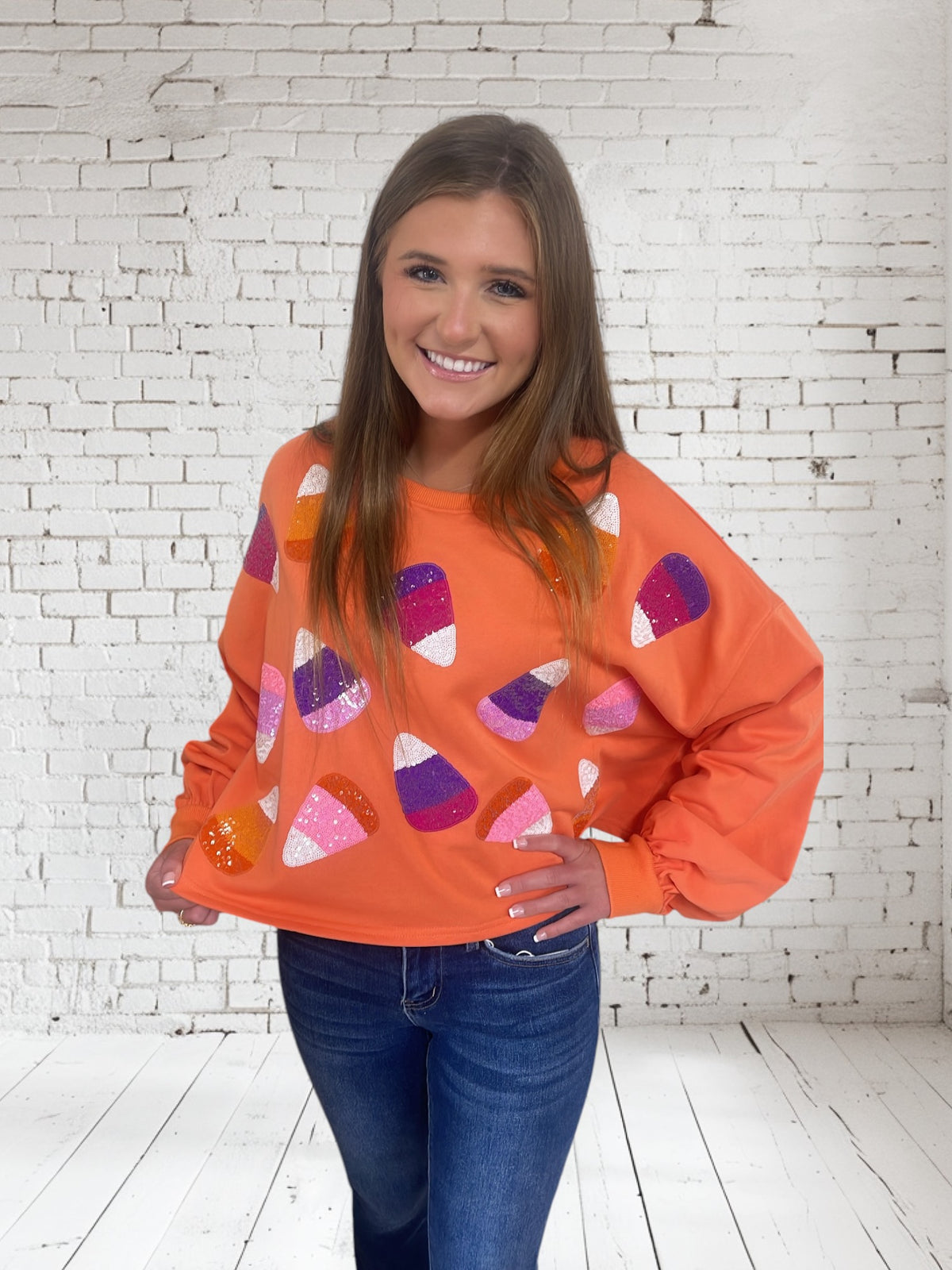 HALLOWEEN CANDY CORN SWEATSHIRT