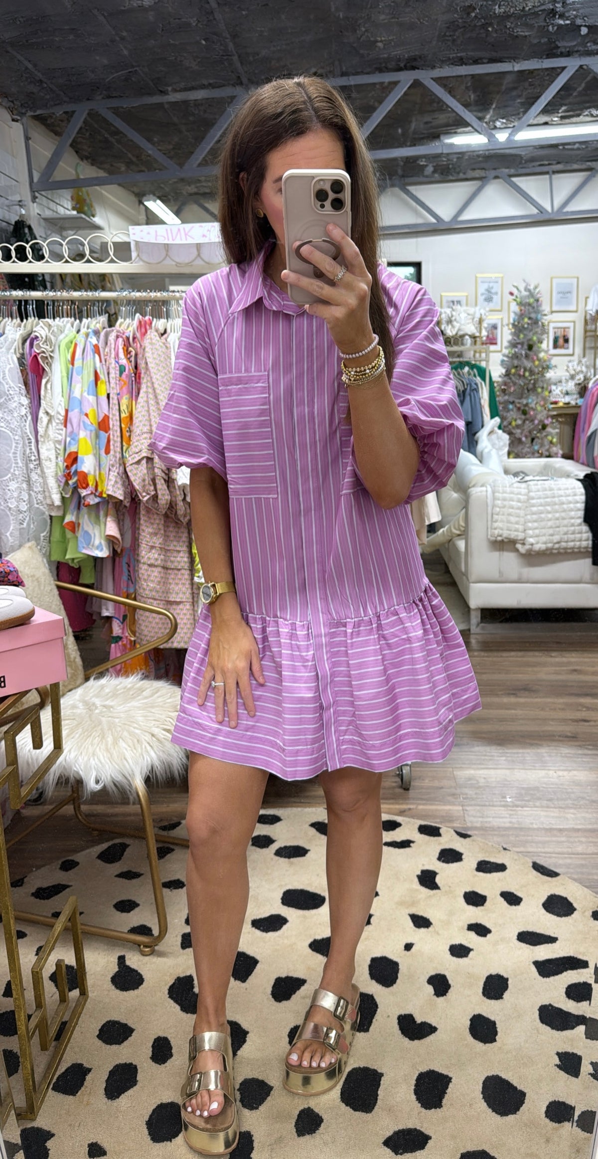 STRIPE POPLIN ANA POCKET DRESS- FINAL SALE
