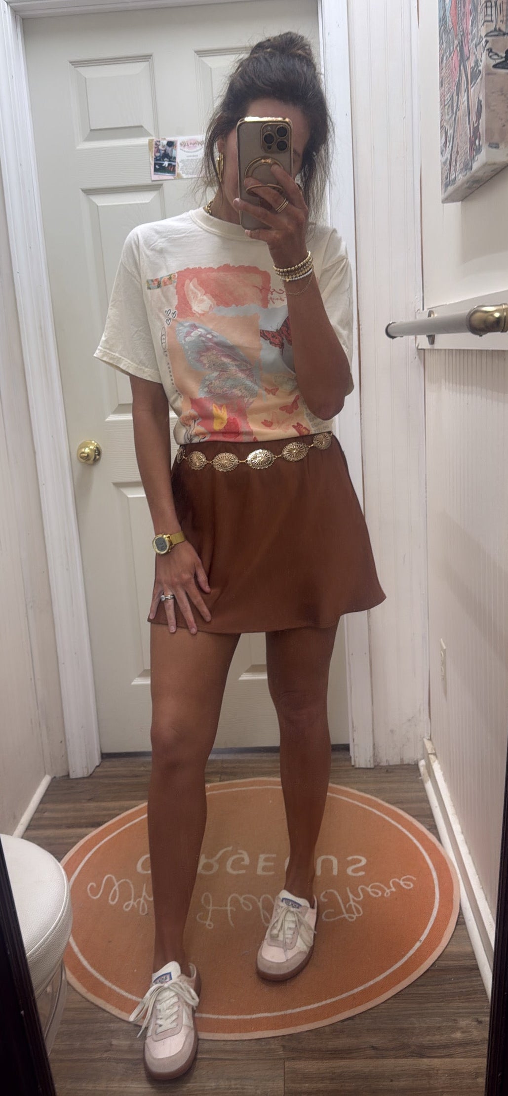 CINNAMON SATIN MINI SKORT