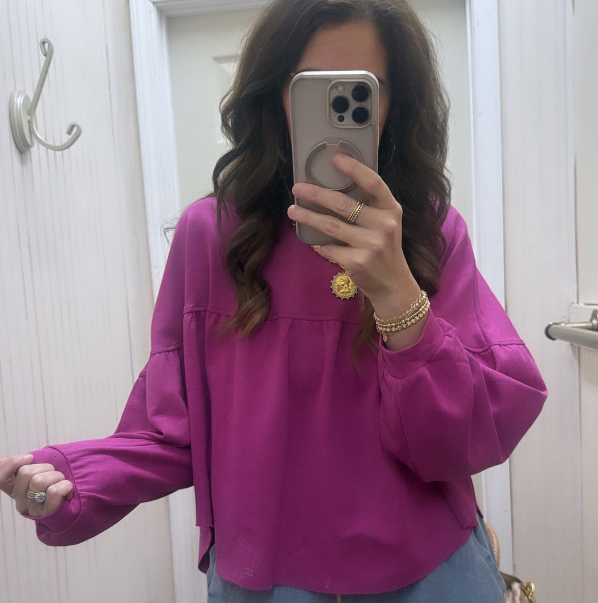 BERRY LONG SLV PULLOVER TOP