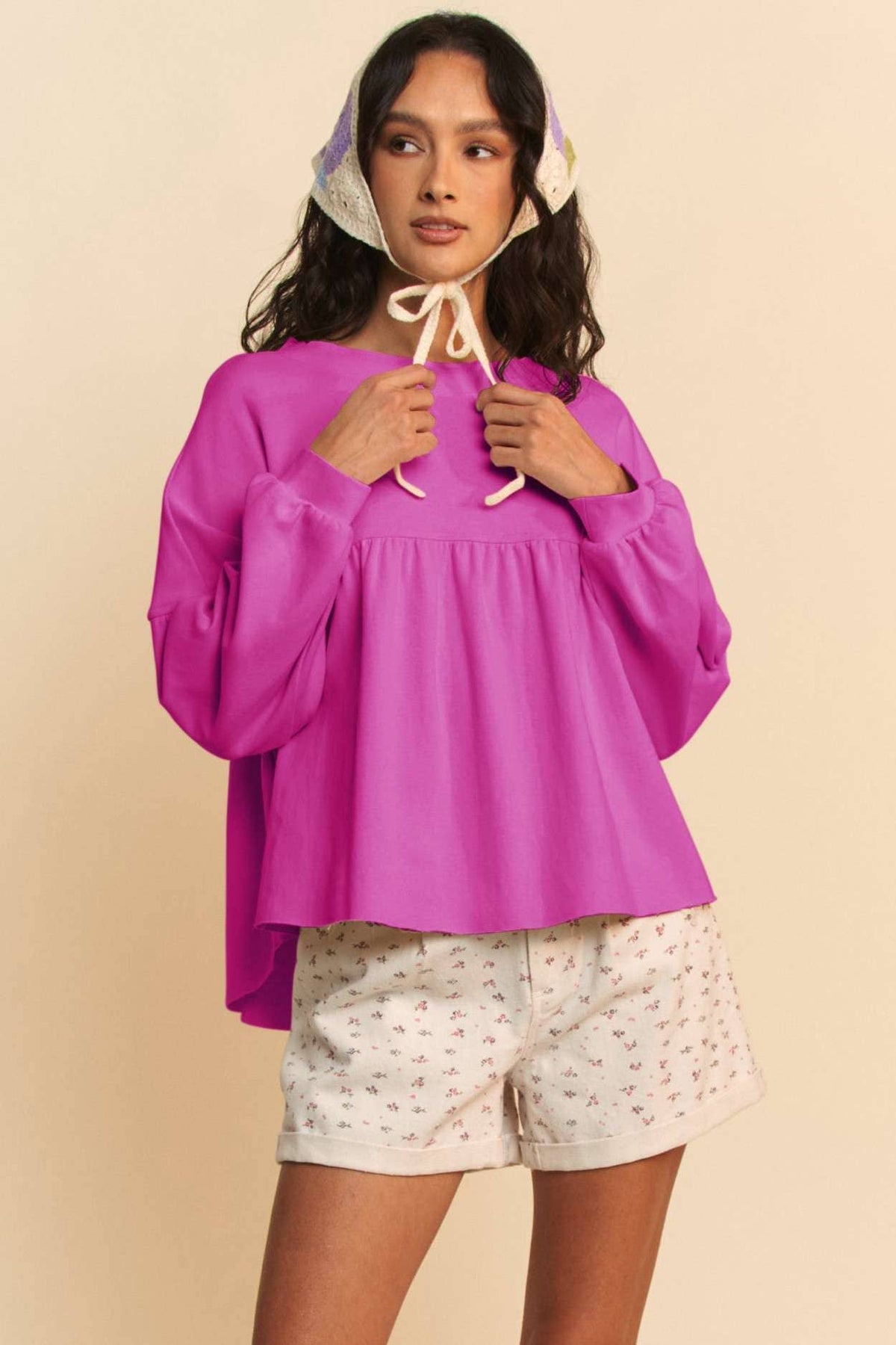 BERRY LONG SLV PULLOVER TOP