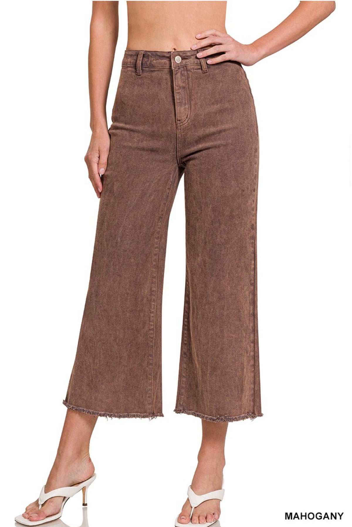 ACID WASH STRAIGHT LEG FRAY PANT