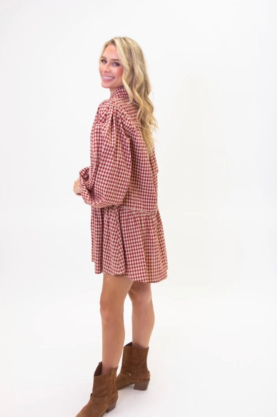 RED FLANNEL RUFFLE DRESS