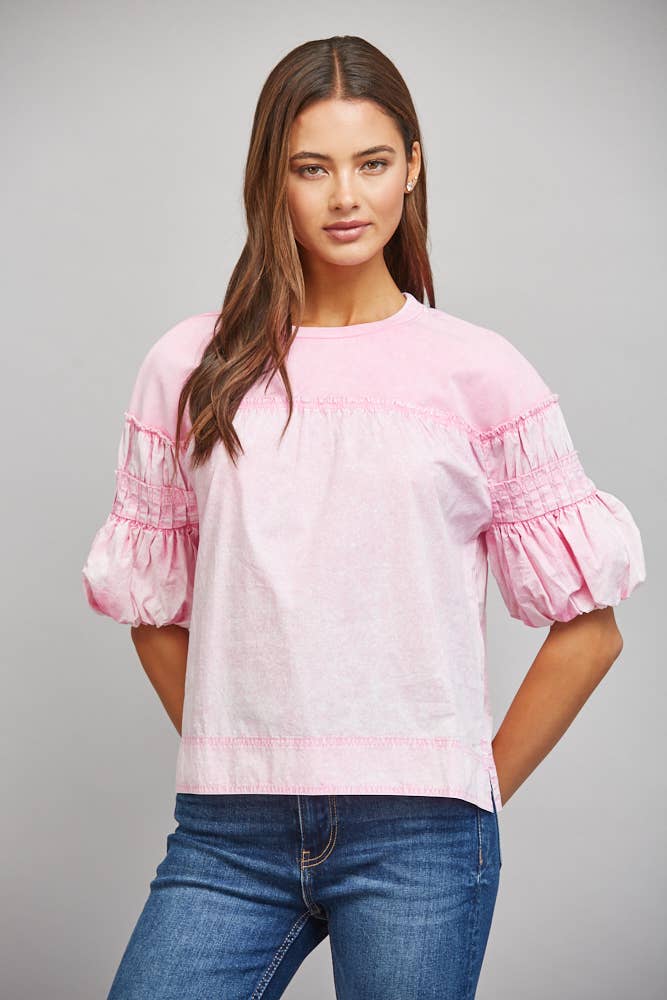 PRETTY IN PINK PUFF SLV TOP