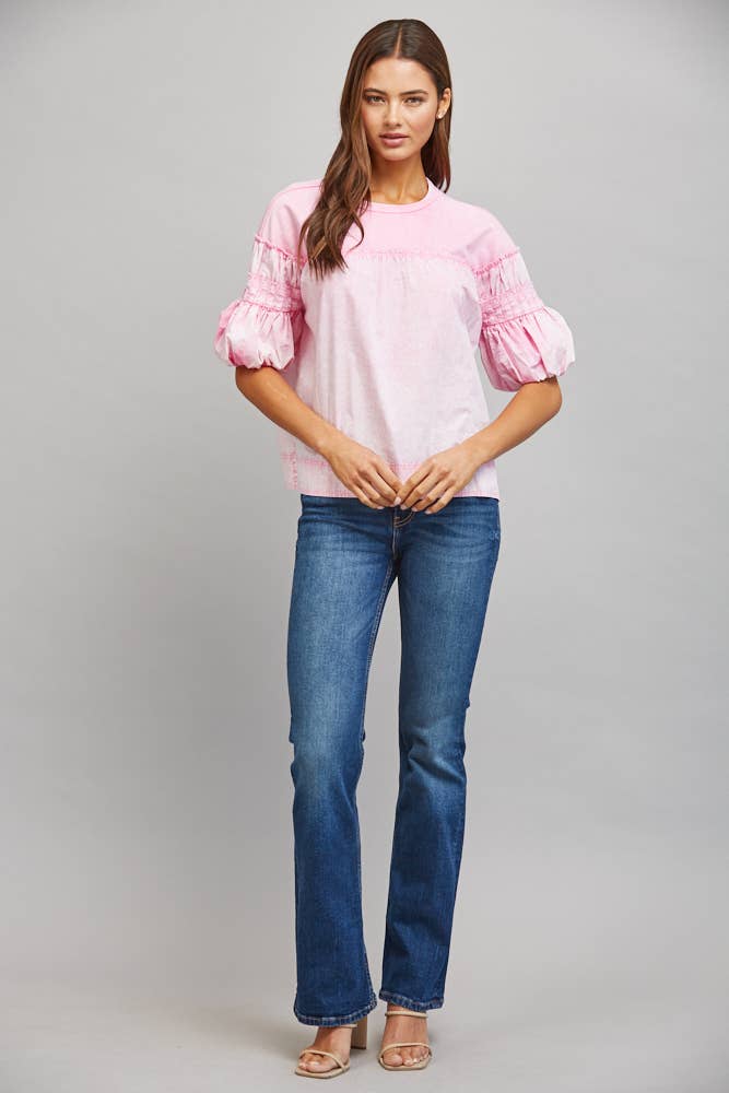 PRETTY IN PINK PUFF SLV TOP