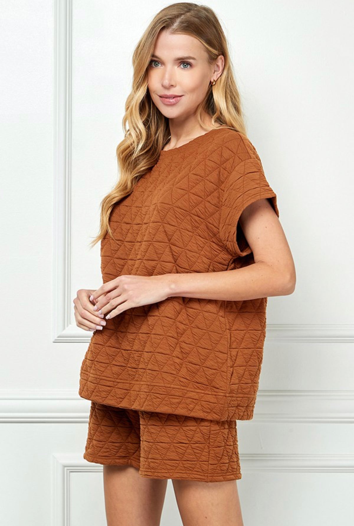 QUILTED SHORT SLV TOP