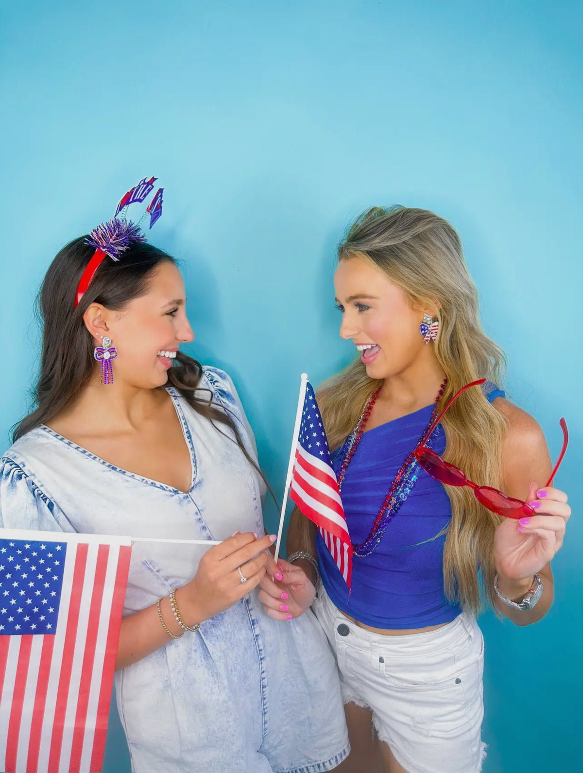 PATRIOTIC GLAM BOW EARRINGS
