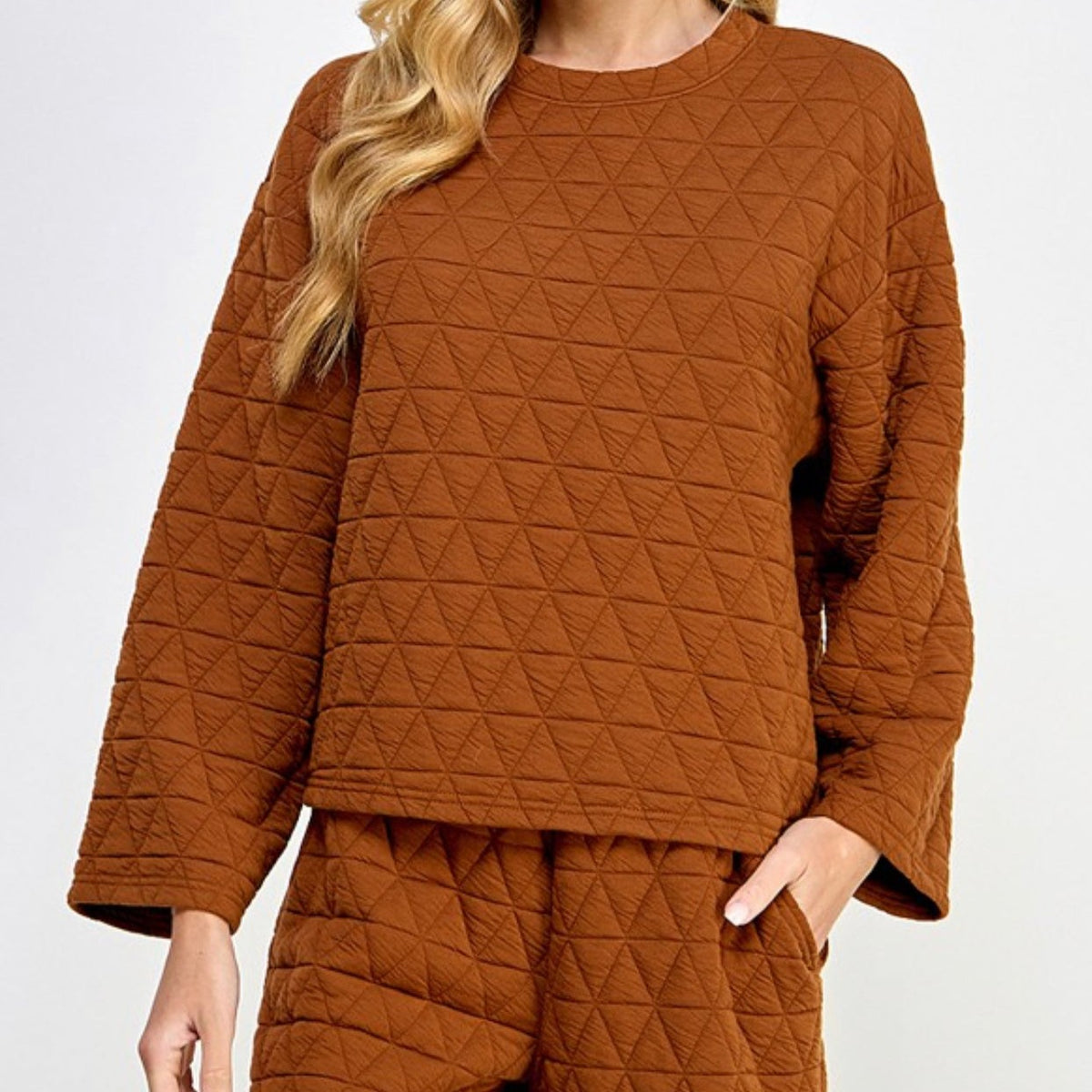 QUILTED LONG SLV TOP