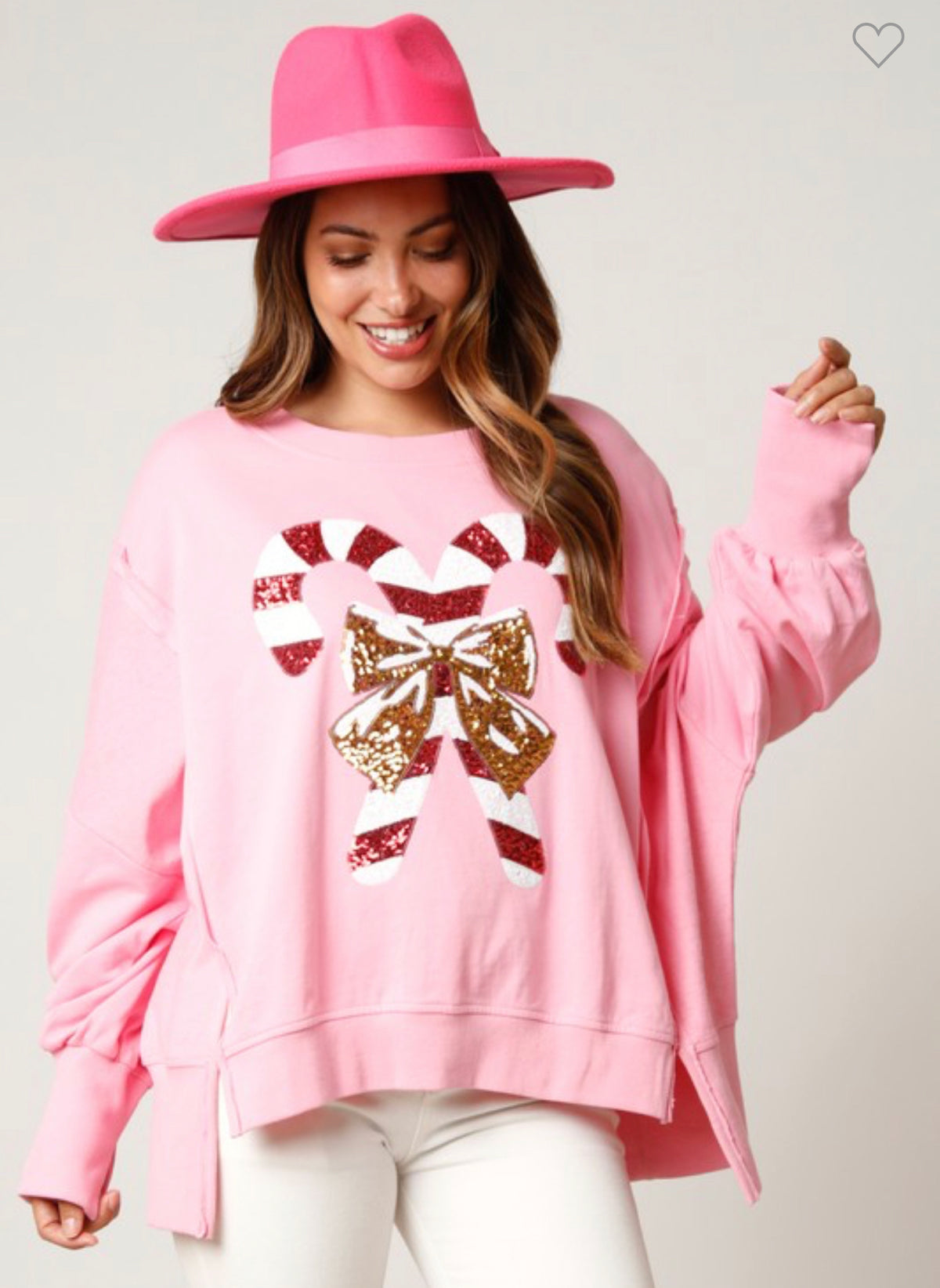 SEQUIN CANDY CANE  SWEATSHIRT- PREORDER