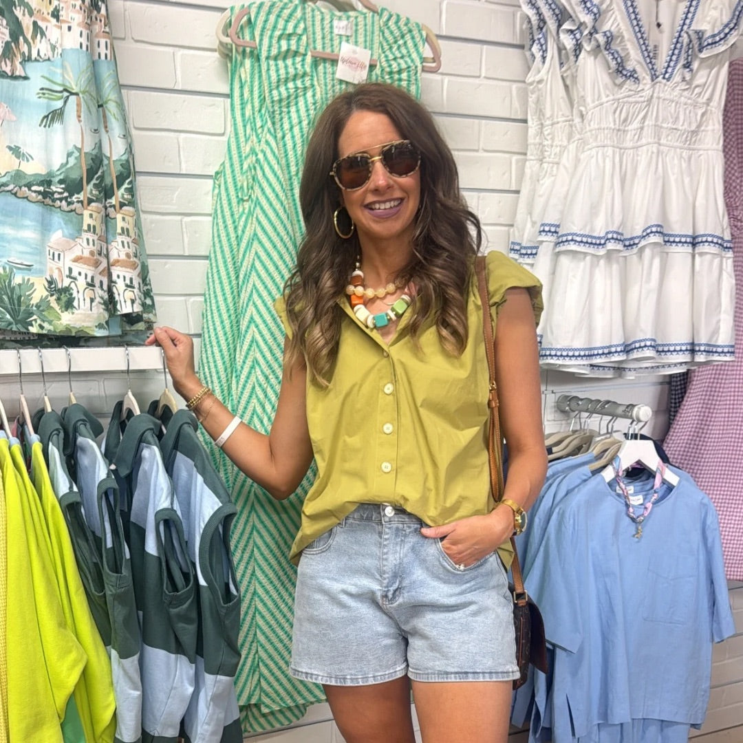 CITRINE BUBBLE POPLIN TOP