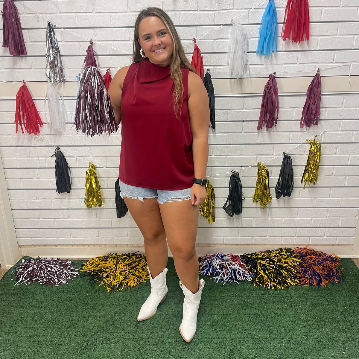 KERI COWL NECK MAROON TOP