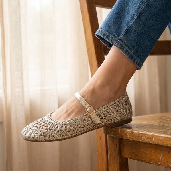 SUSAN WOVEN DESIGNED MARY JANE FLAT
