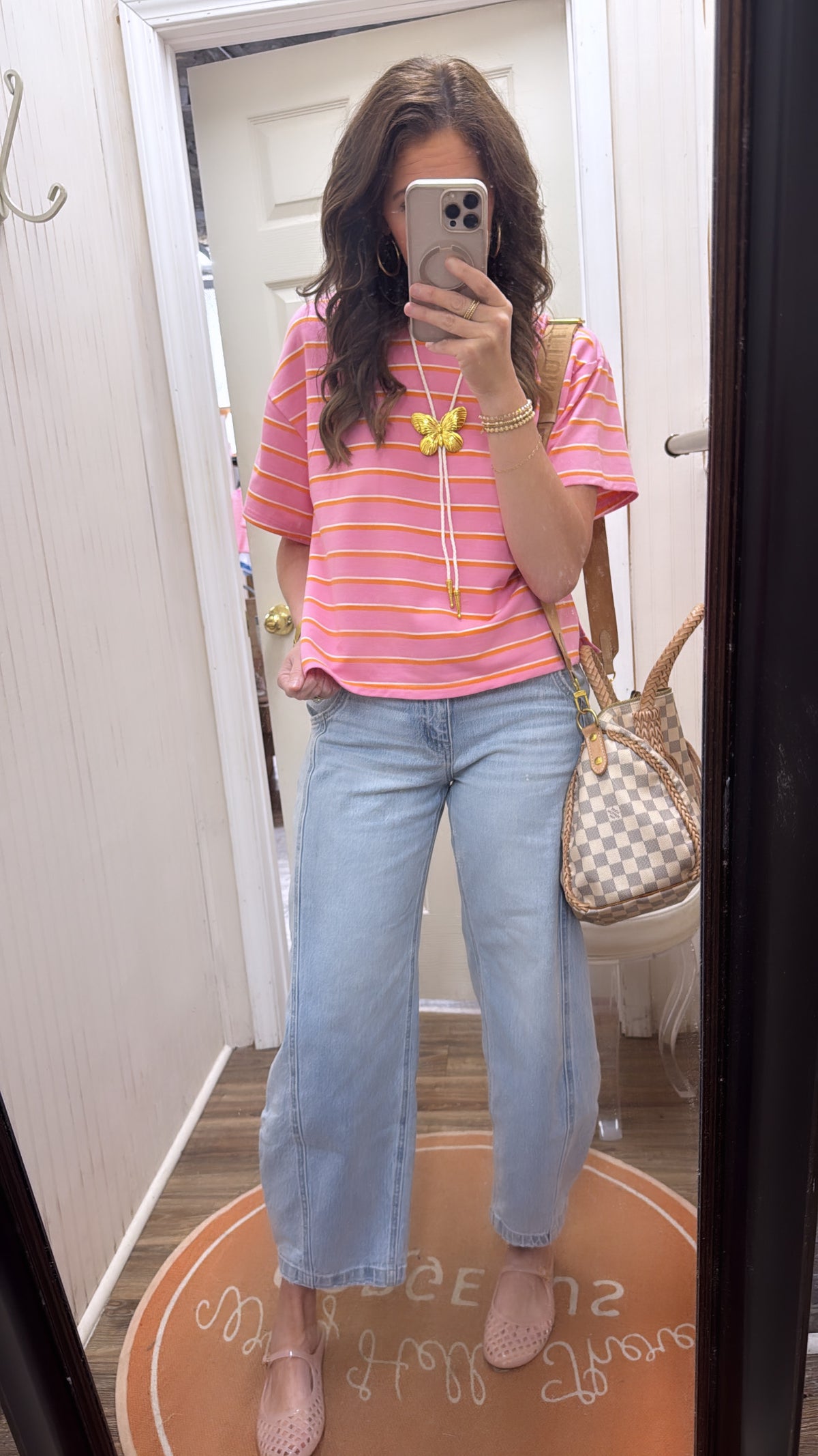 PINK ORANGE STRIPE SHORT SLV