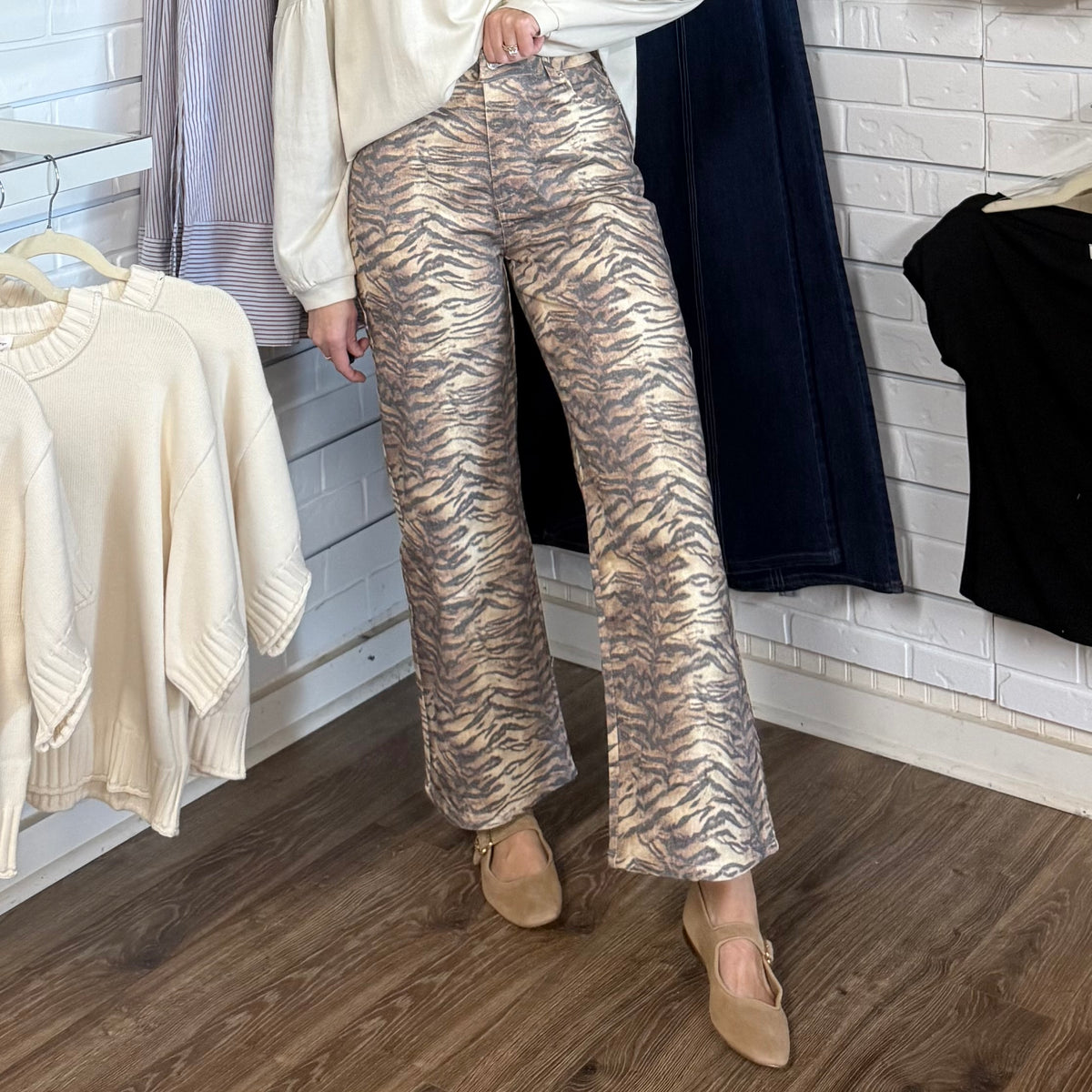 ZEBRA PRINTED DENIM JEANS