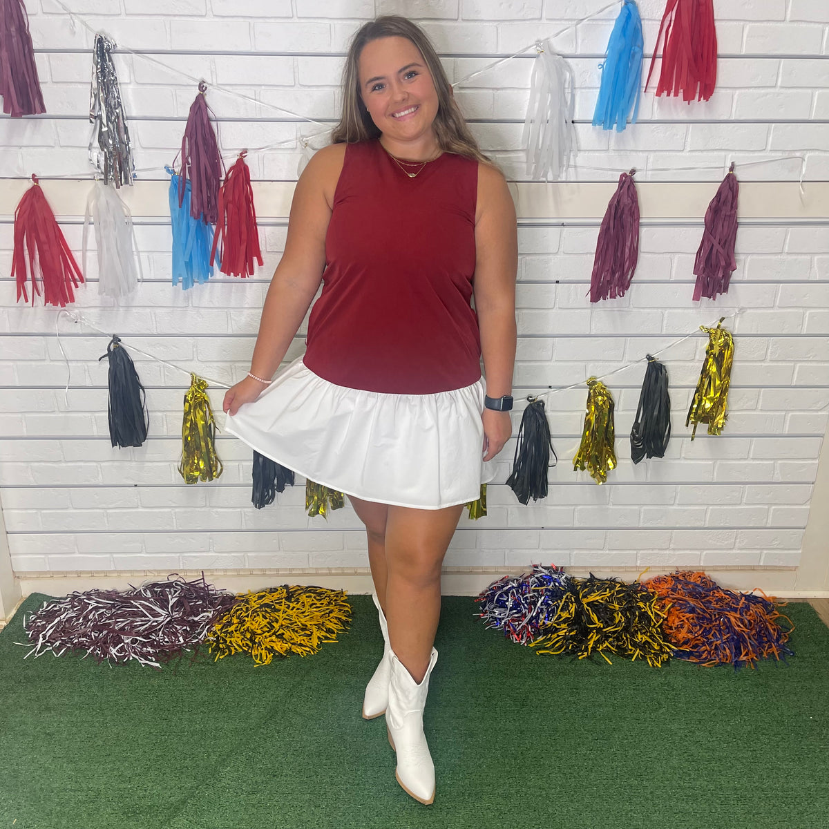 COLOR-BLOCK DROP WAIST DRESS