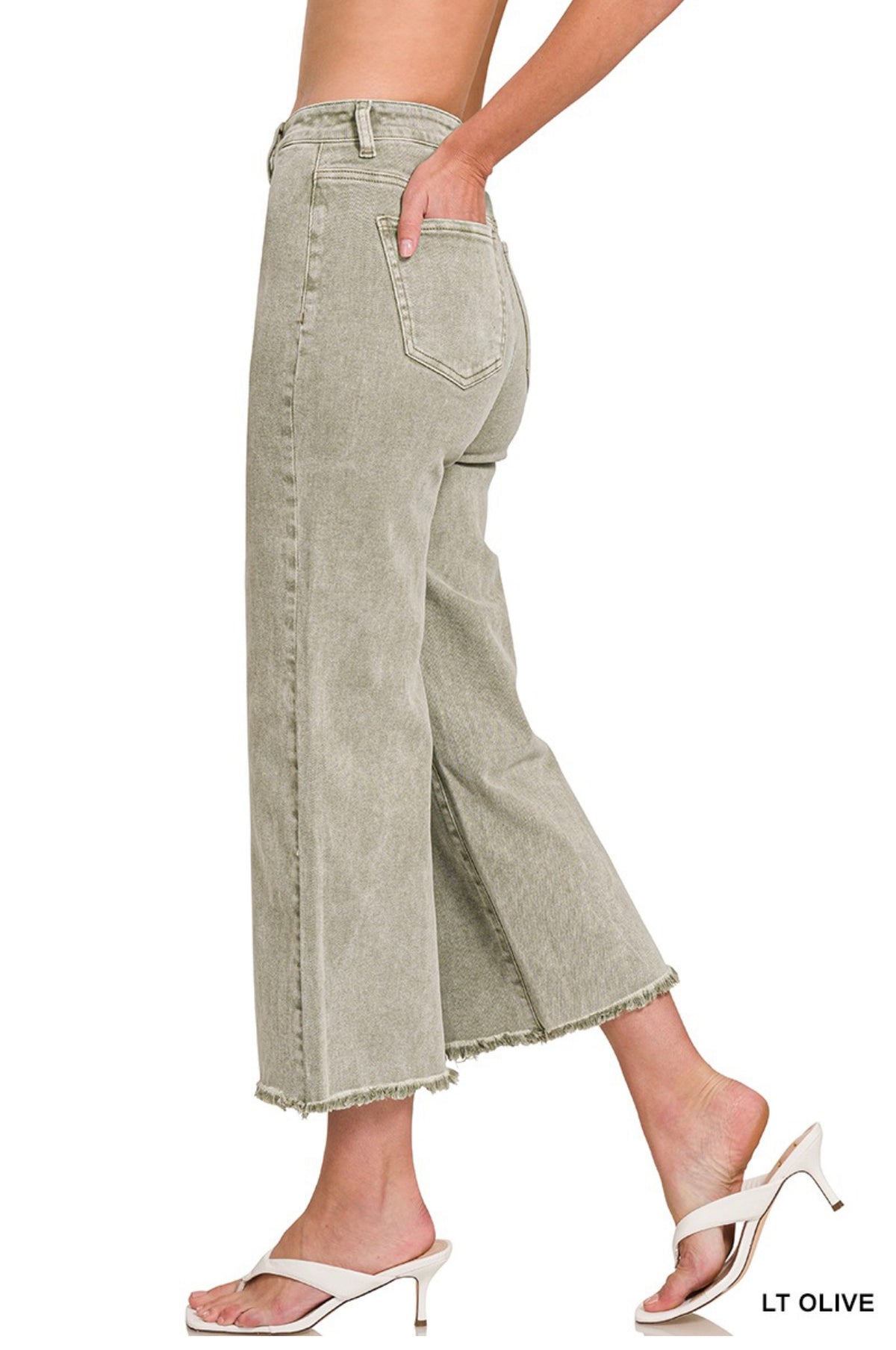 ACID WASH STRAIGHT LEG FRAY PANT