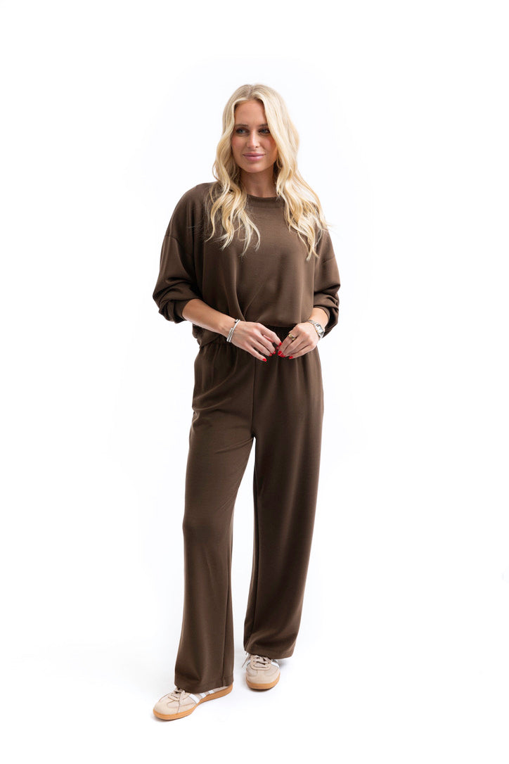 CHOCOLATE ELASTIC WAIST PANT