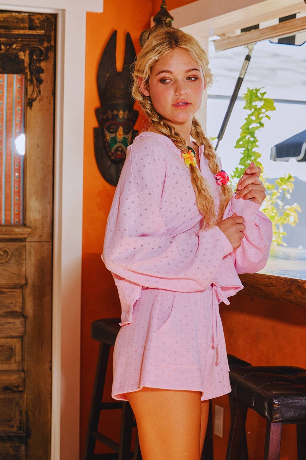 PINK DRAWSTRAW SHORTS WITH BIG POCKETS