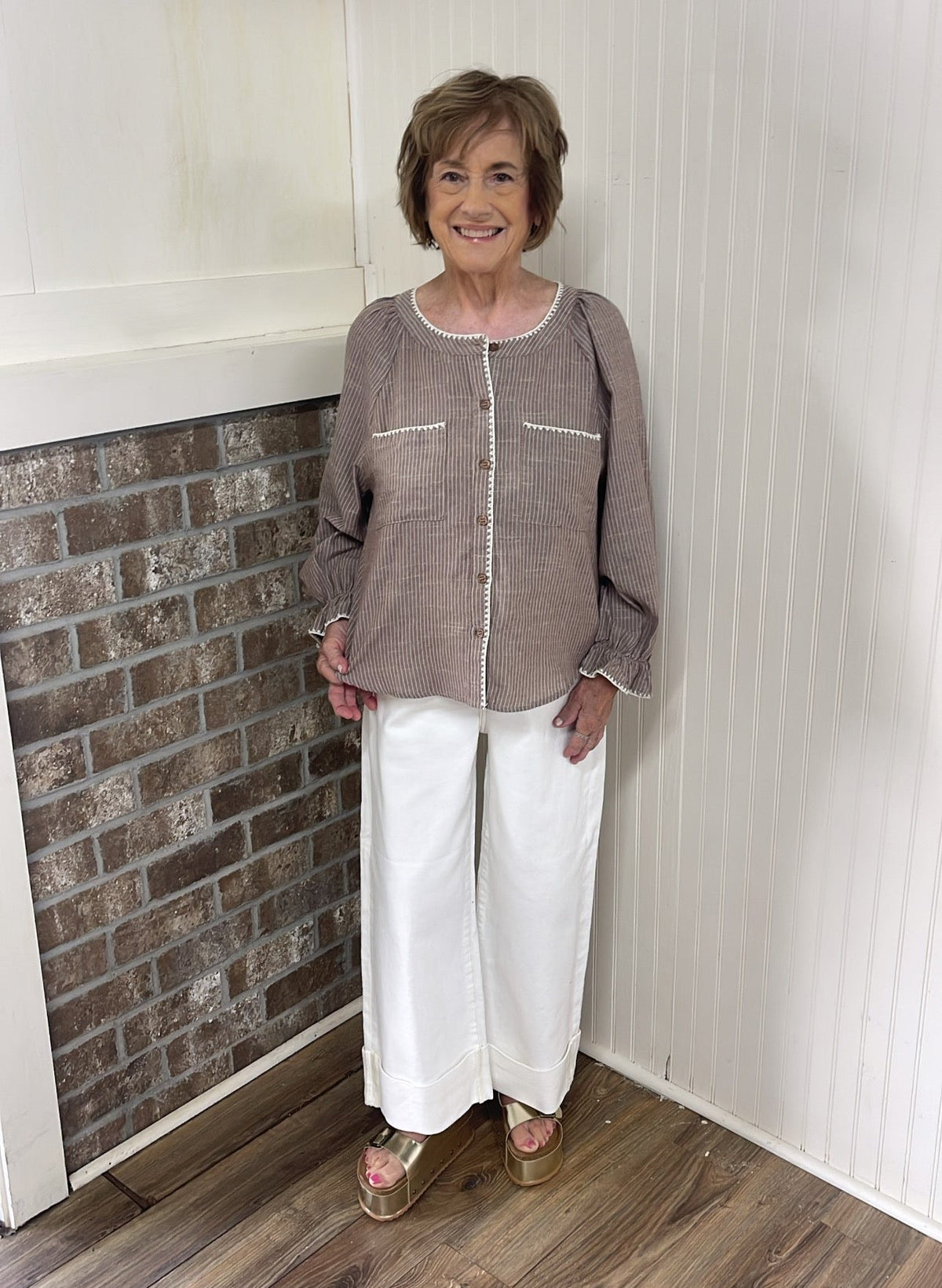 SANDY STRIPE STITCH LONG SLV