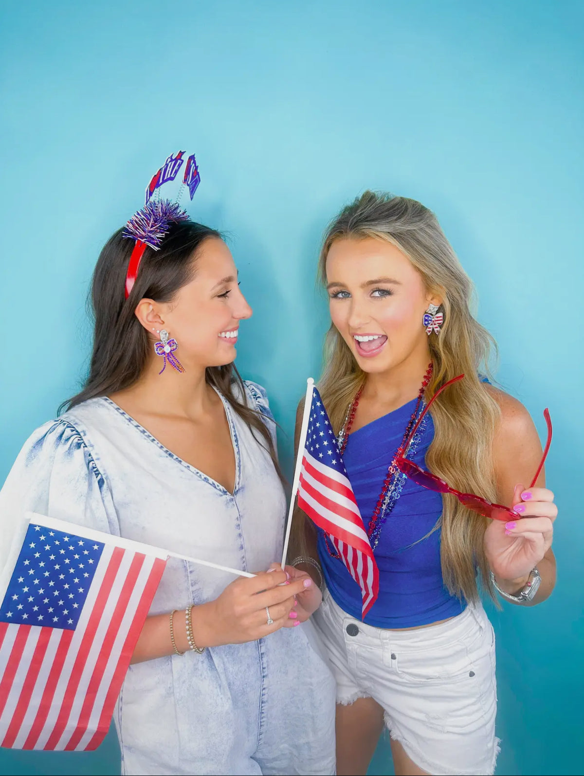 PATRIOTIC GLAM BOW EARRINGS