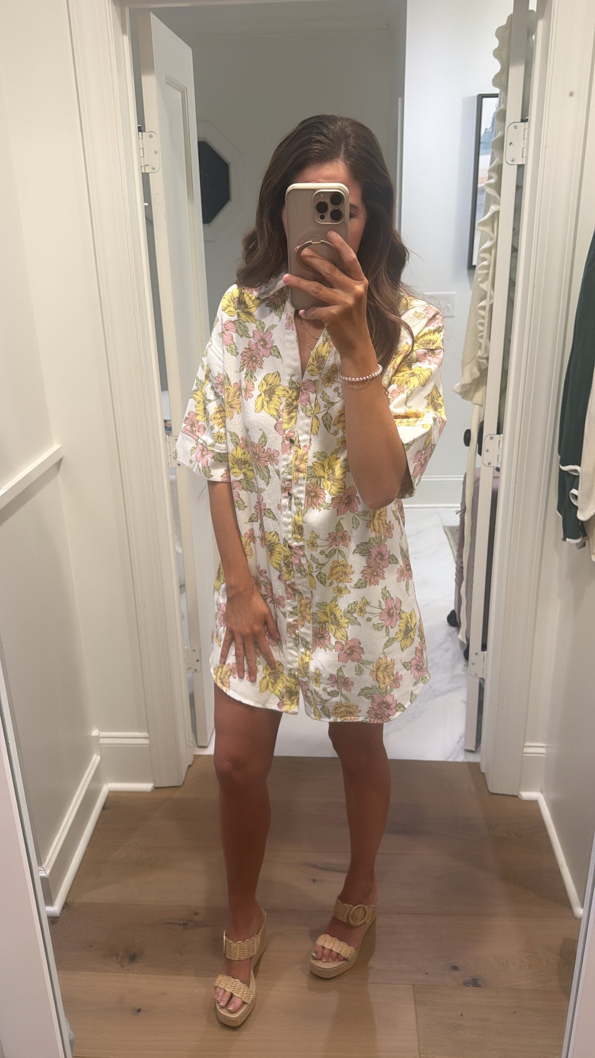 PINK & YELLOW FLORAL SHIRT DRESS