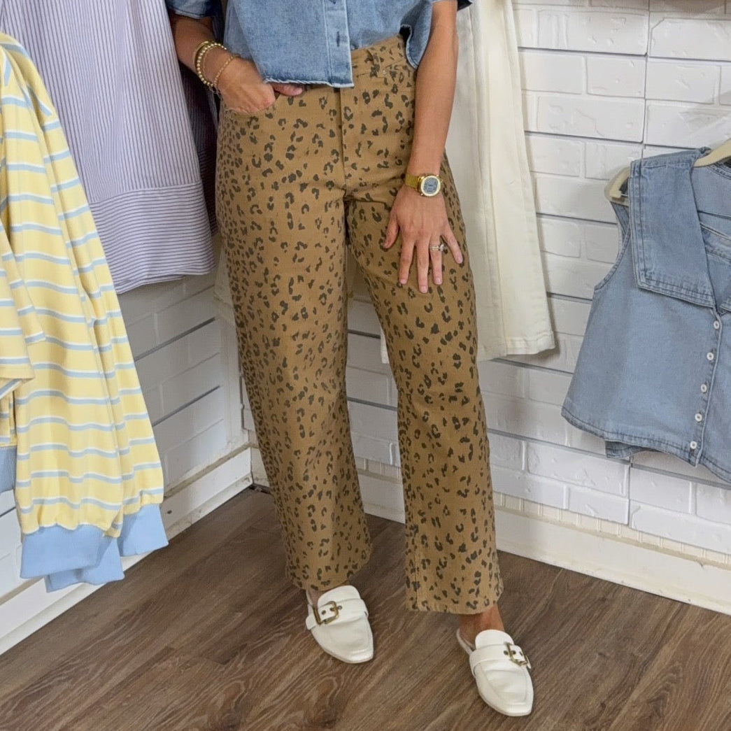 CAMEL LEOPARD DENIM
