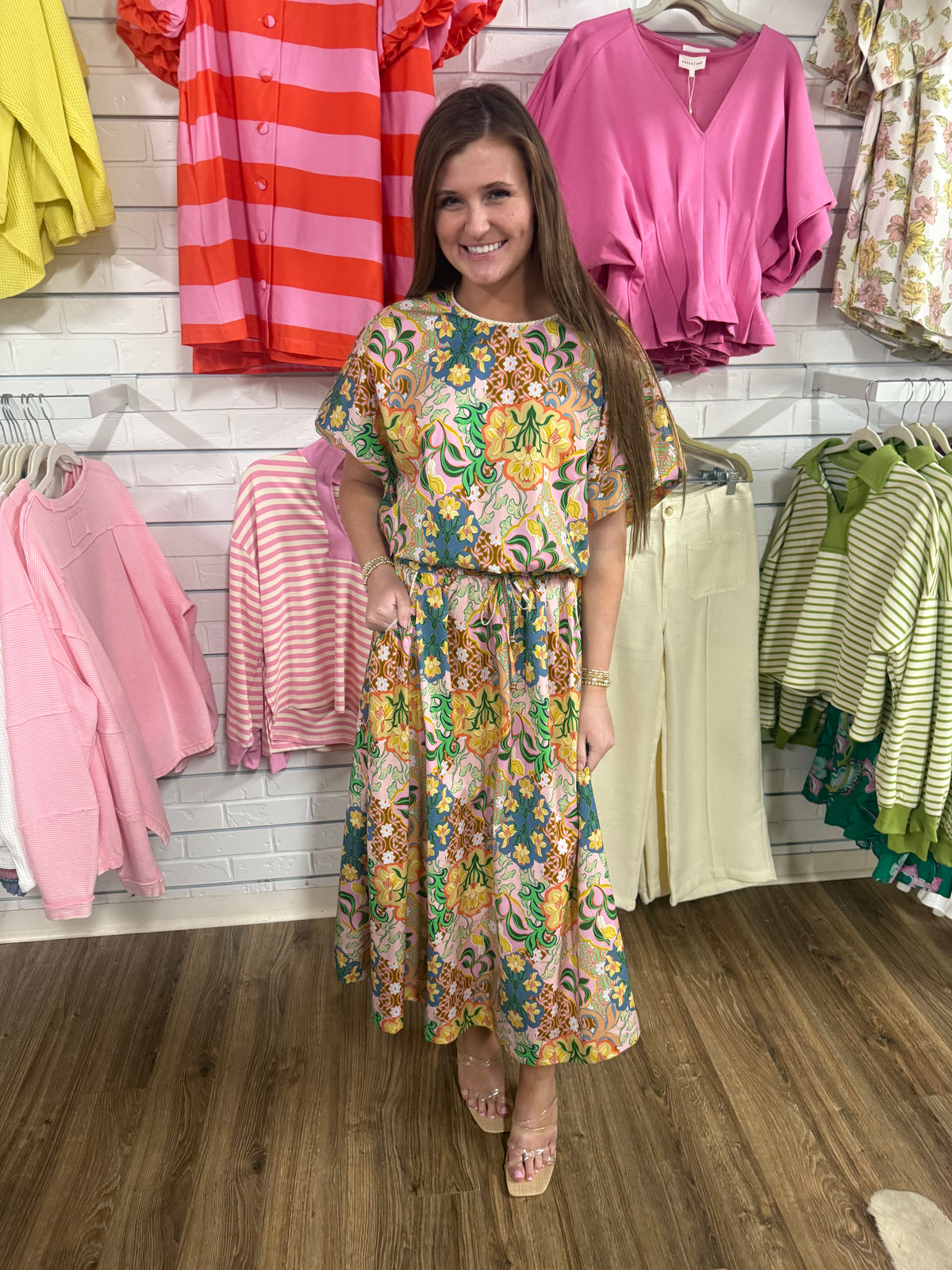 FLORAL CROCHET TRIM MID SKIRT SET