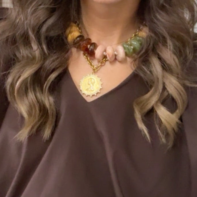 CHOCOLATE BUBBLE POPLIN TOP