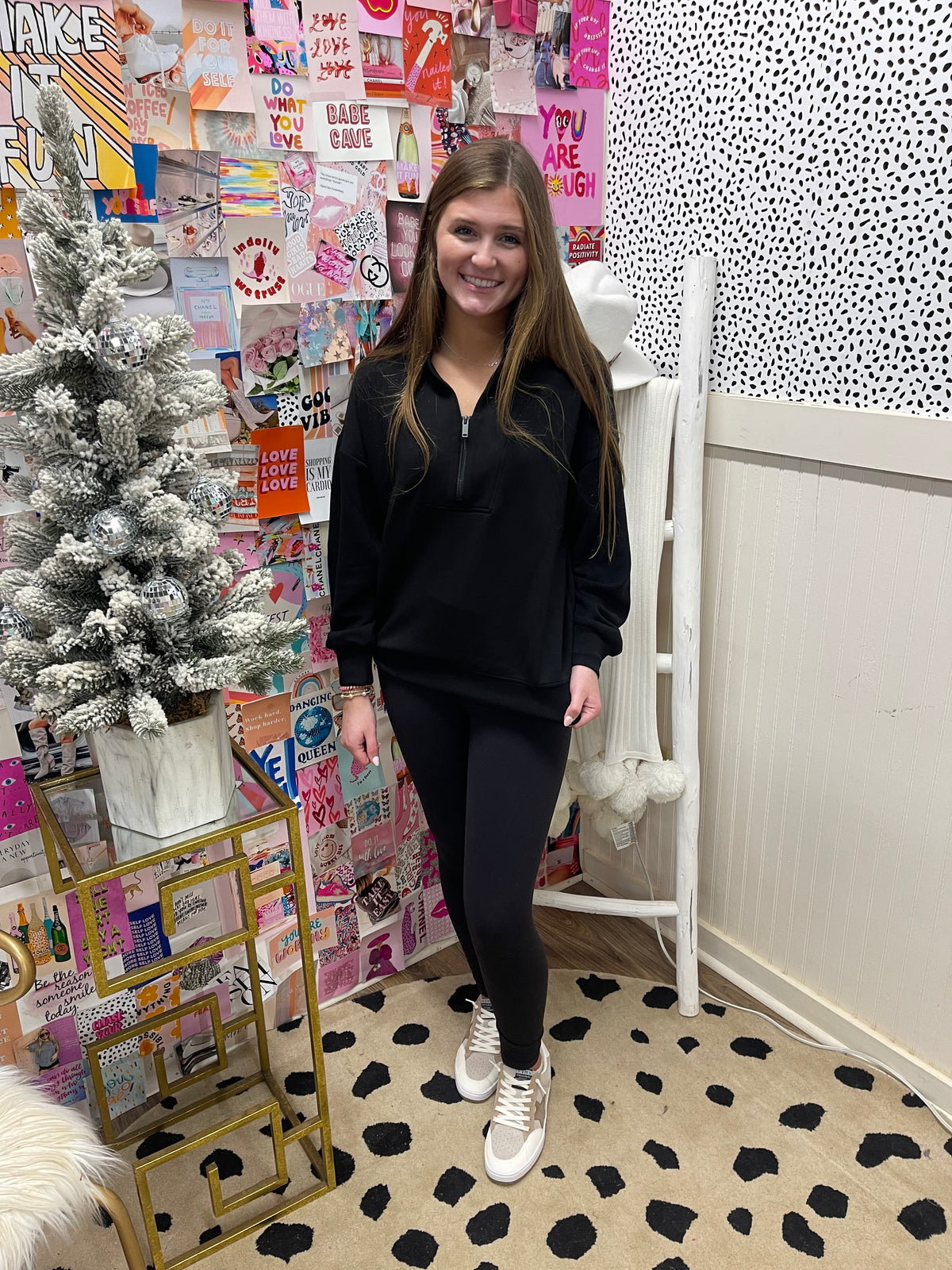 BLACK LONG SLV COLLAR ZIP